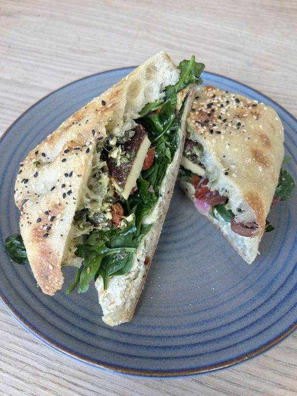 Mediterranean Halloumi, Sundried Tomato, Olive & Pesto Pide