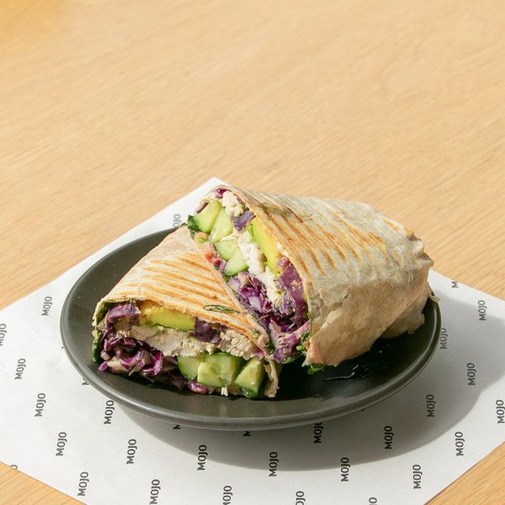 Chicken Wrap with Sour Cream, Cucumber, Avocado & Slaw