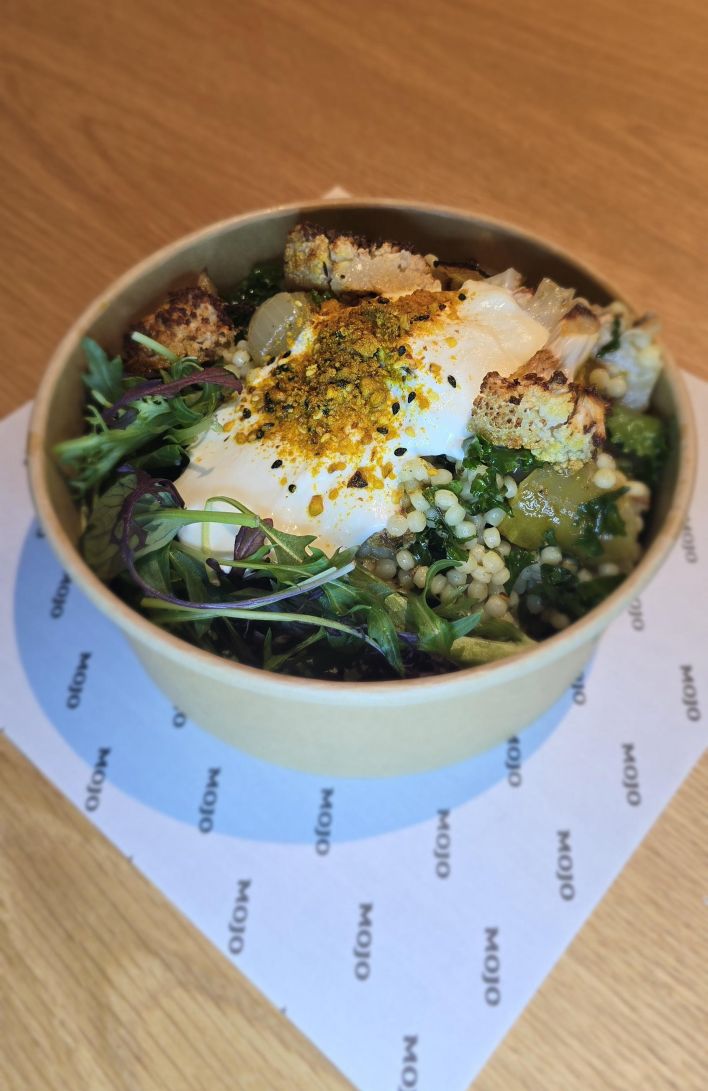 Roast Cauliflower, Cous Cous, Toasted Almond with Herb & Yoghurt Dressing