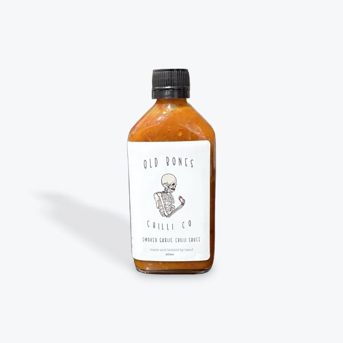 200ml Smoked Garlic Chili Extra Hot Sauce Old Bones Chilli Co