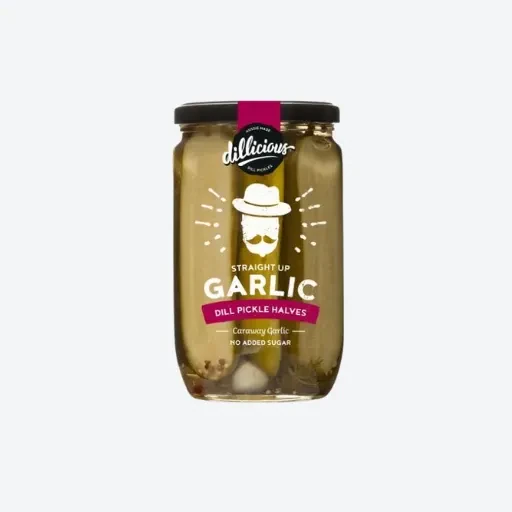 675g Dillicious Straight Up Garlic Dill Pickle Halves