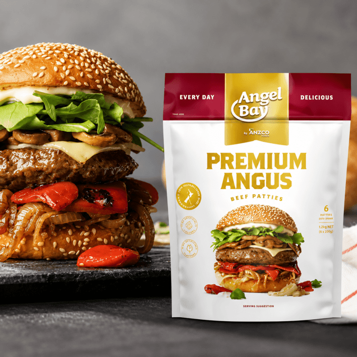 180g Angus Beef Burger Patties Angel Bay 45 per Box
