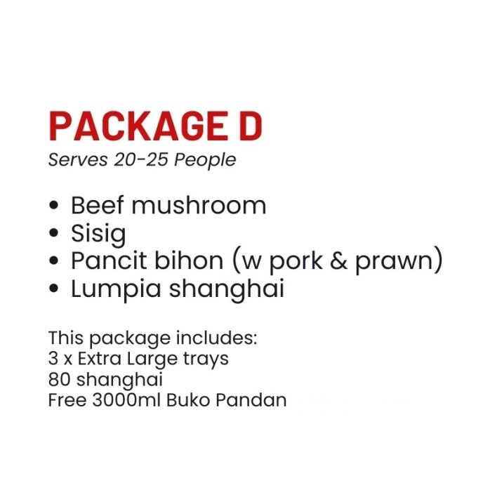 Package D (20-25 pax)