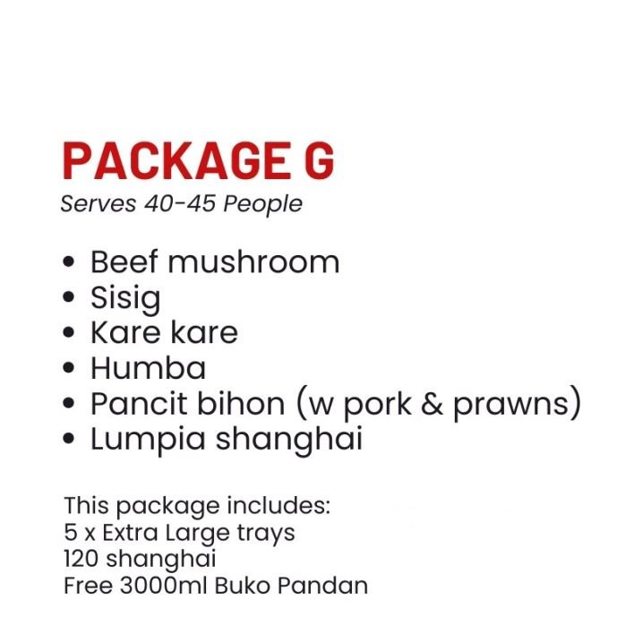 Package G (40-45 pax)