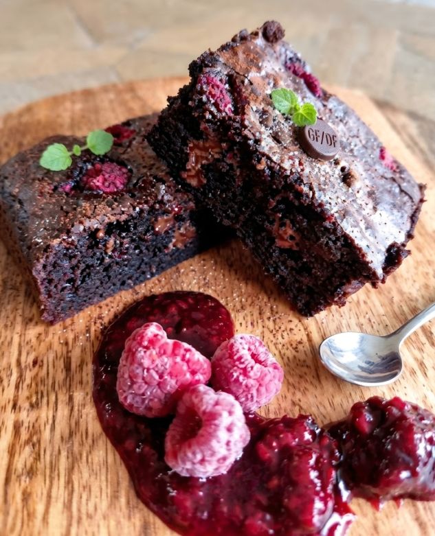 Raspberry Fudgy Chocolate Brownie (GF & DF)