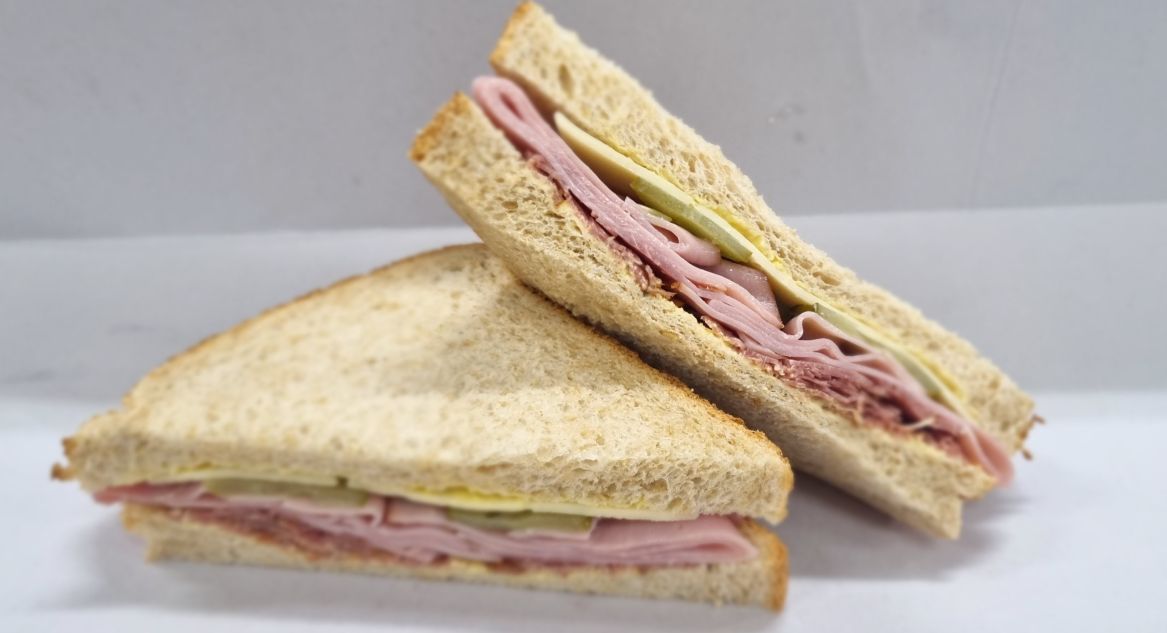 BNGS - Box Sandwich - Pastrami & Ham Cuban Sandwich on Wholemeal