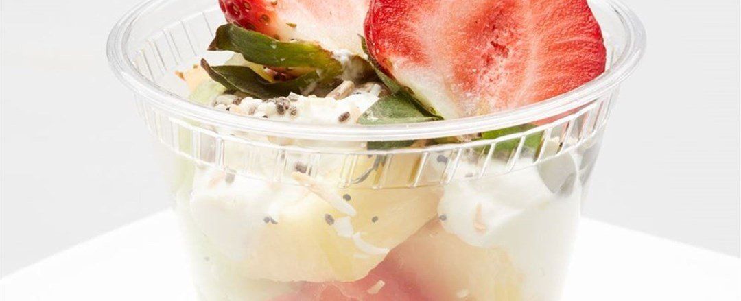 Seasonal Fruit Salad Cup GF combo with Egg & Bacon Muffin