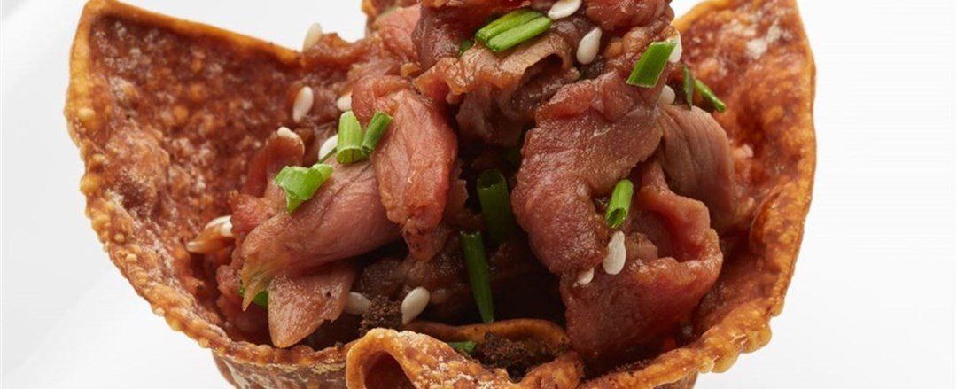 Thai Cured Beef in Crisp Won Ton Basket