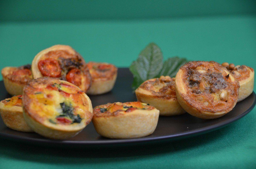 Roasted pumpkin, red pepper, cheddar tarts