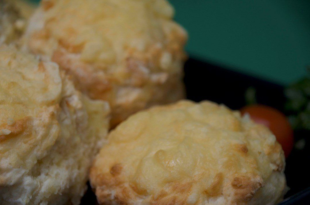 Cheese, chili scone, butter