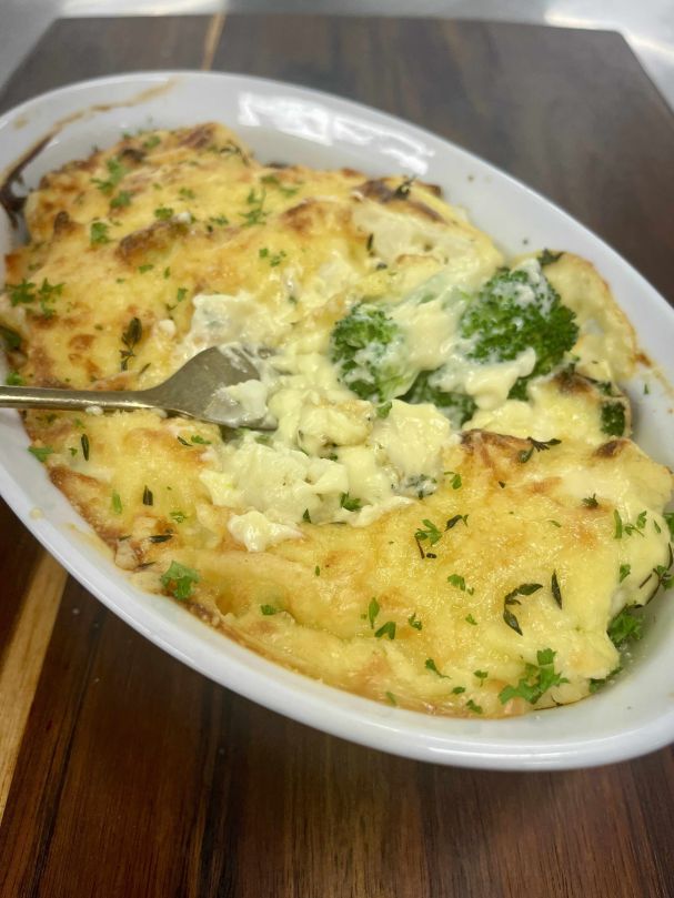 Baked broccoli cauliflower cheese,shared