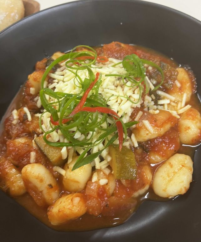 Gnocchi, basil, Italian sauce, Manawatu vegetables