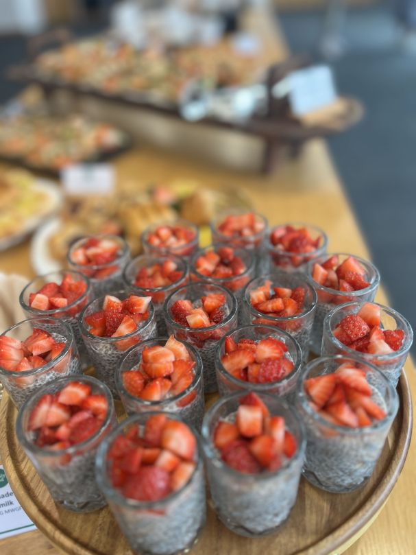 Chia pudding, seasonal berries