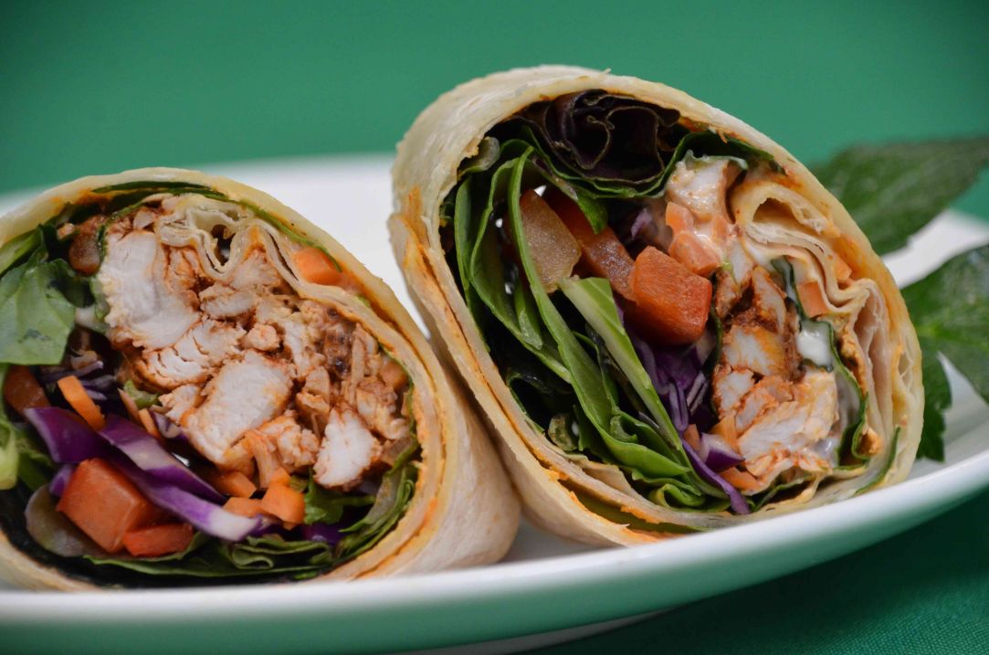 Tandoori chicken roti wrap, herb mayo