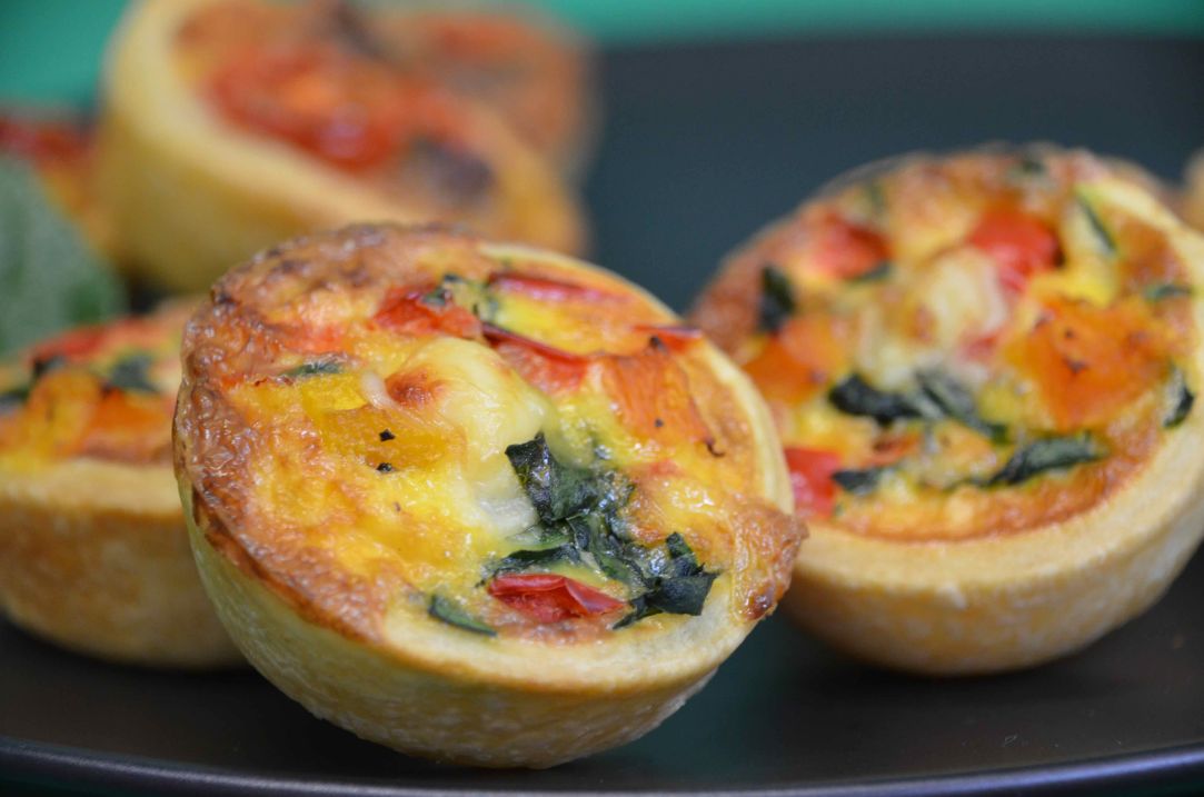 Red pepper, pumpkin, cheddar tart 