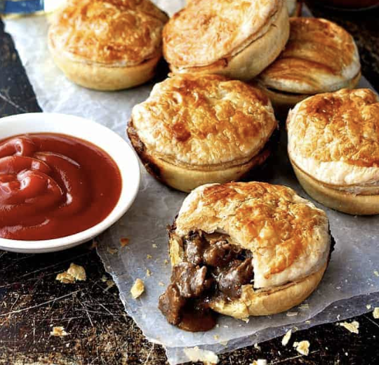 Lunch menu 5 - Home made pie, winter slaw and sweet baked slice