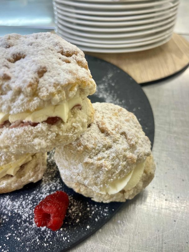 Devonshire jam, cream scones