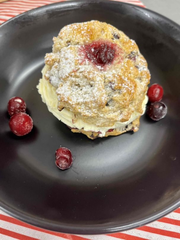 Berry jam dollop scones, with cream