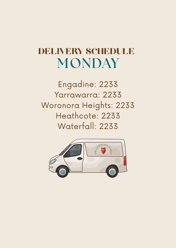 Delivery Zone C: Monday, 6pm - 9pm 