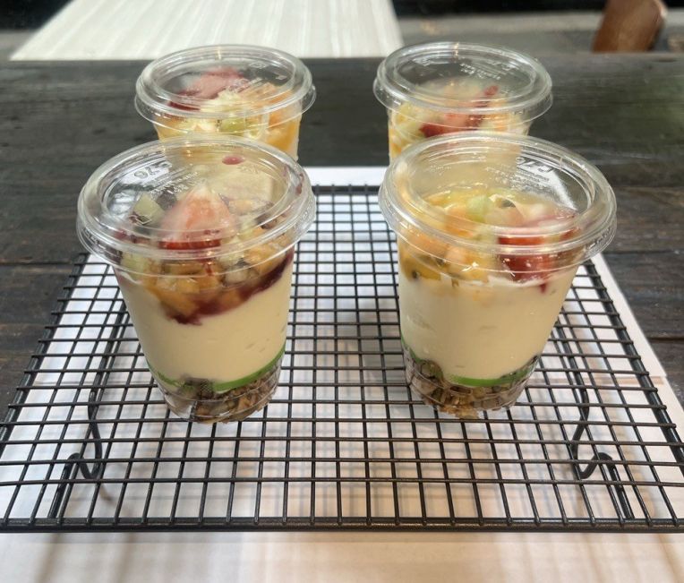 Mini yoghurt pots with fruit & granola