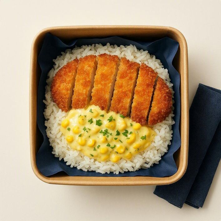 Baked Chicken Schnitzel — Creamy Corn Sauce