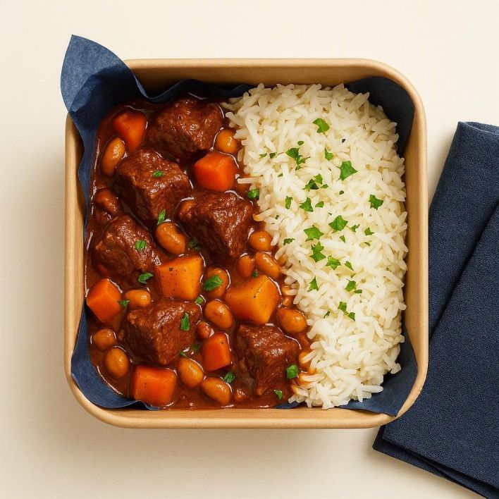 Slow-Cooked Beef Stew with Basmati Rice