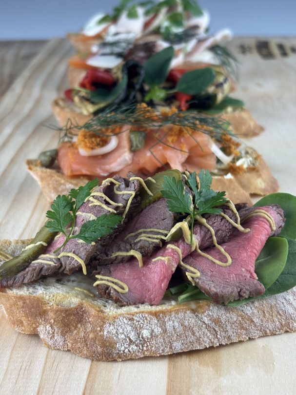 Rare Roast Beef Open Sandwich
