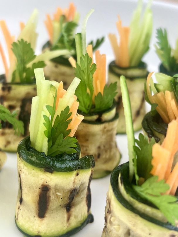 Grilled courgette, w fine herbs, vegan cream cheese  (PB, NAD)