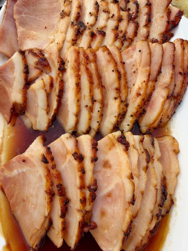 Glazed Champagne Ham, Grain Roll & Salads