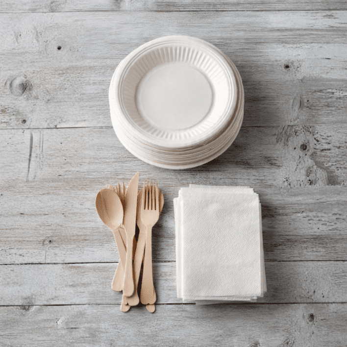 Dinner Plate, Side Plate & Cutlery with Napkins
