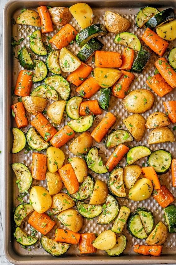 European herbed medley Chat potato, zucchini, sweet potato, carrots (serves 10-15)