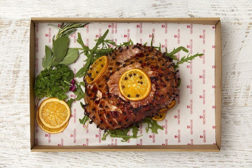 Baked Boneless Leg Ham basted in Orange, Apricot & Fragrant Spices (GF, DF) (2.5KG)