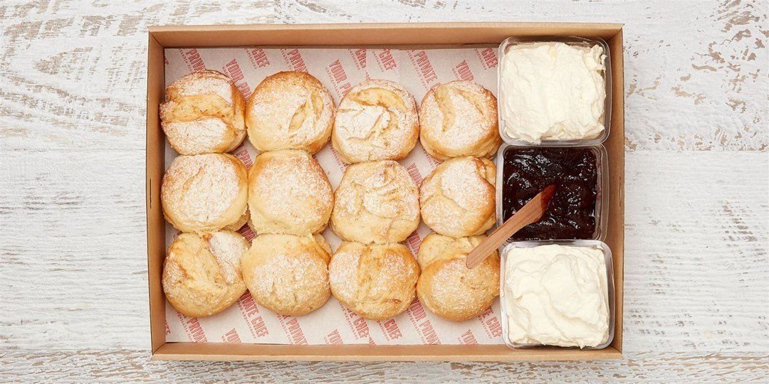 Scone collection –  Traditional lemonade scones served with jam and whipped cream