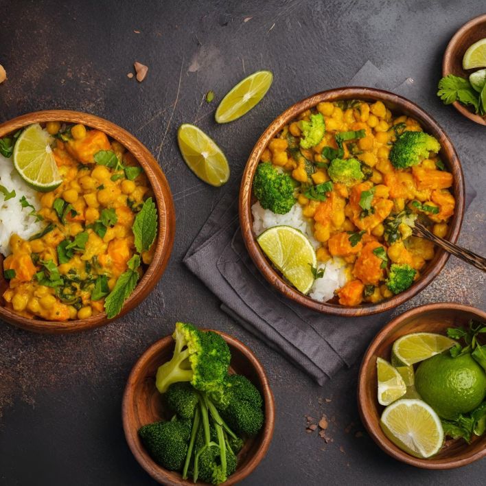 Platter - Moroccan Inspired Chickpea and Vegetable Tagine ***with equal quantity of steamed rice***