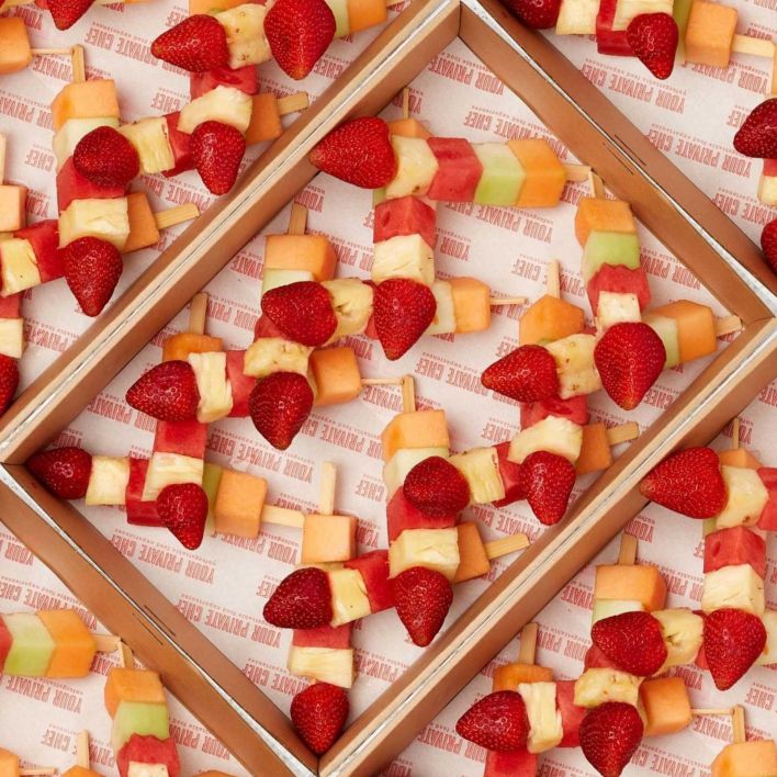 Fruit Skewer Box - Fruit skewers on fancy bamboo skewer (14 per box)