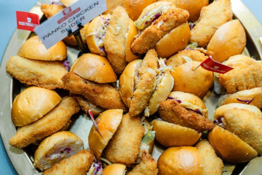 Brioche Mini Burger Bun with Crisp Chicken and Chipotle Mayo Slaw