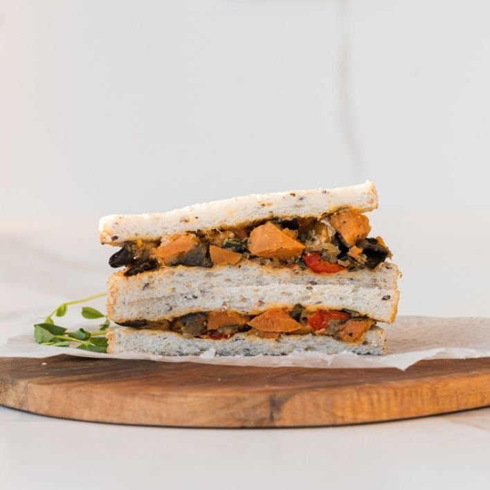 Roasted Vegetable Finger Sandwich, Relish (vegan)