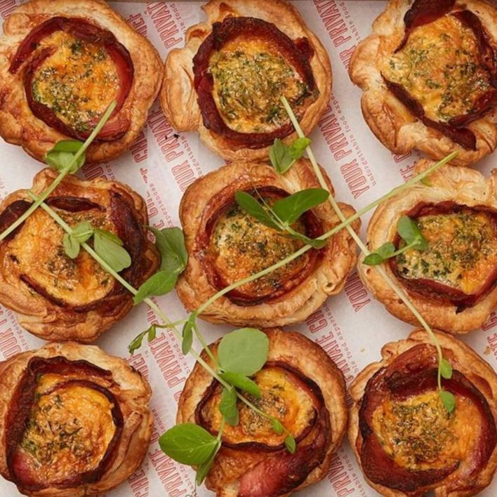 Large Bacon & Egg Breakfast Tart with Puff Pastry Box Collection (12 pieces)