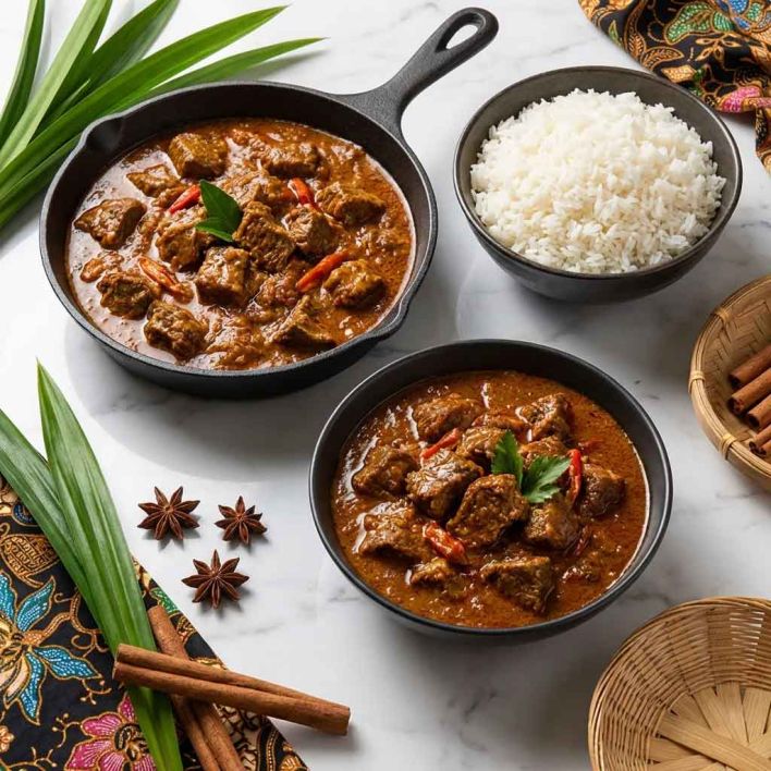 Platter - Lightly Spiced Malaysian Beef Curry ***With equal quantity of steamed rice***