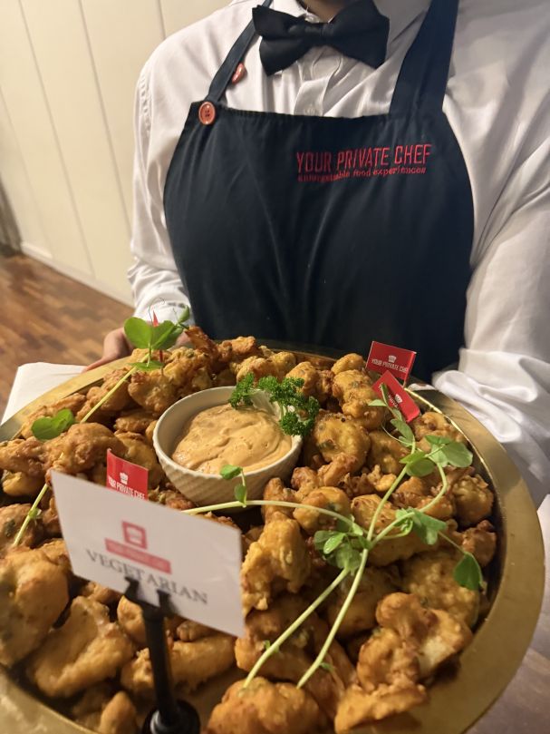 Southern fried cauliflower florets with chipotle mayo dipping