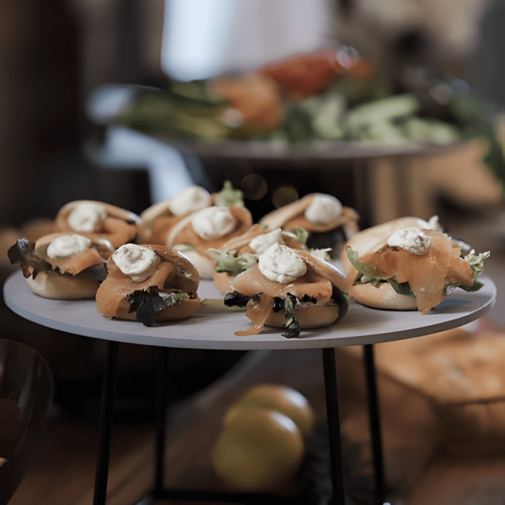 Mini Charcoal Slider w Smoked Salmon, Dill & Cream Cheese (slider contains squid ink)