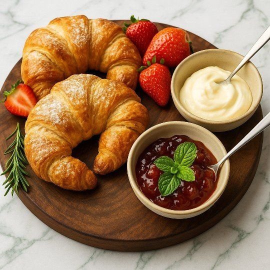 Croissant - served with strawberry jam & butter - regular (nf)