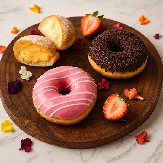 Donuts - strawberry, chocolate, vanilla, cinnamon - regular