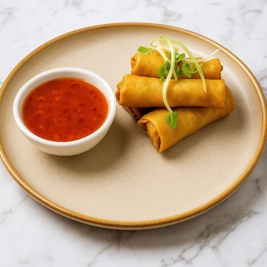 Veg spring roll (3pcs) with sweet chilli sauce (veg/nf/vgn)