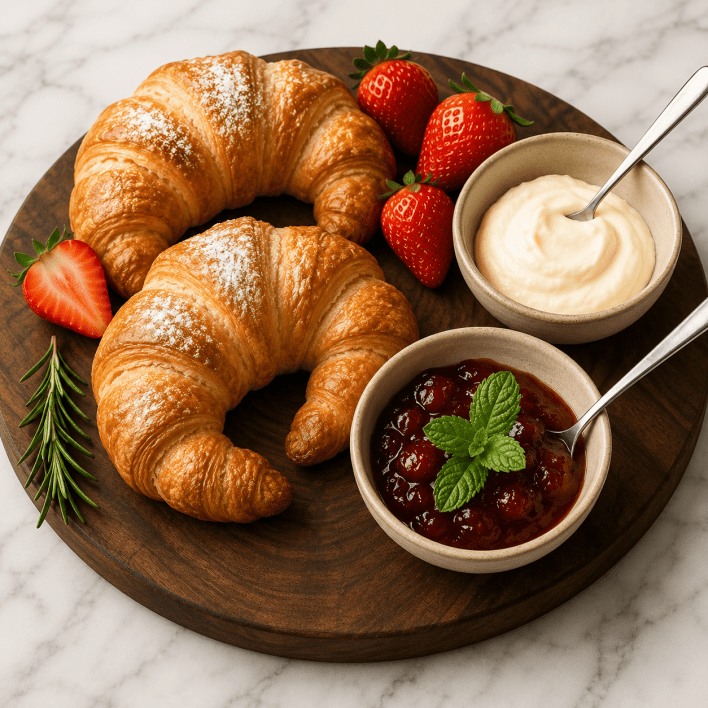 Croissant - served with strawberry jam & butter - regular (nf)