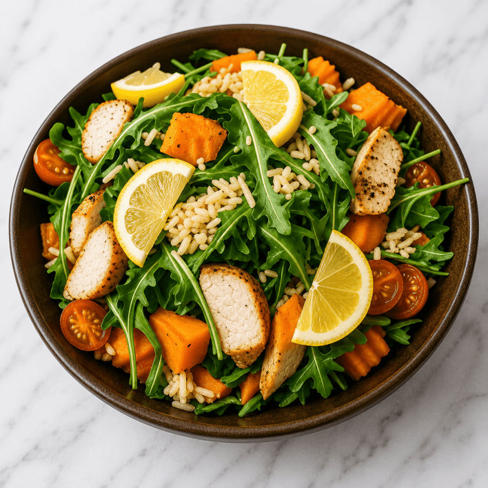 Large Salad Platter (12-14 serves) - Lemon & herb chicken & brown rice salad (gf/df